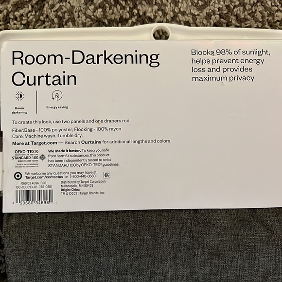 Room essentials- 2 Room Darkening Curtain Panel • Charcoal - Picture 4 of 4